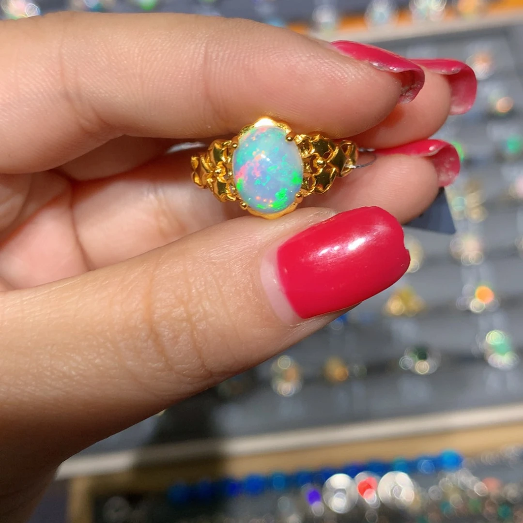 银S925镶嵌欧泊欧泊福利戒指l