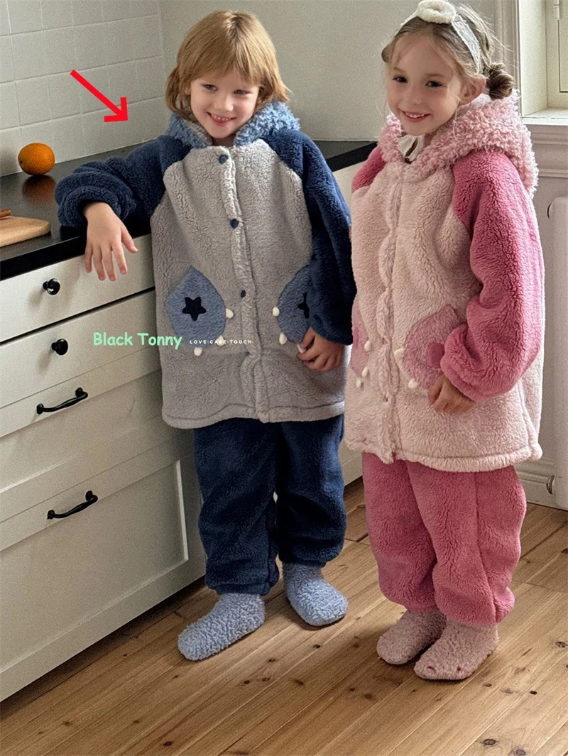 小黑家居服24冬款家居服绒棉男童女童