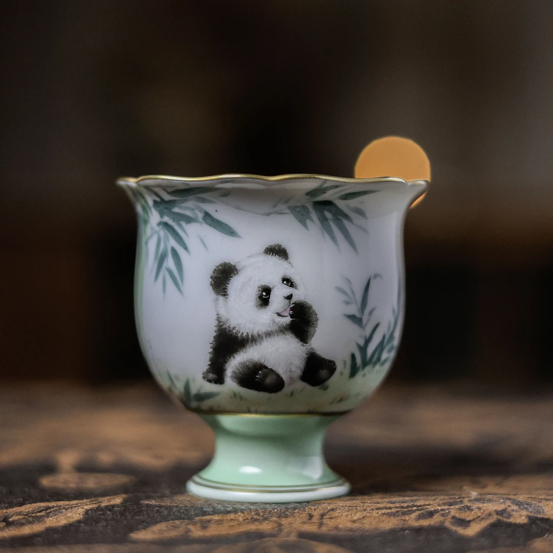 阿茶 熊猫竹高脚杯（华隐S0867）