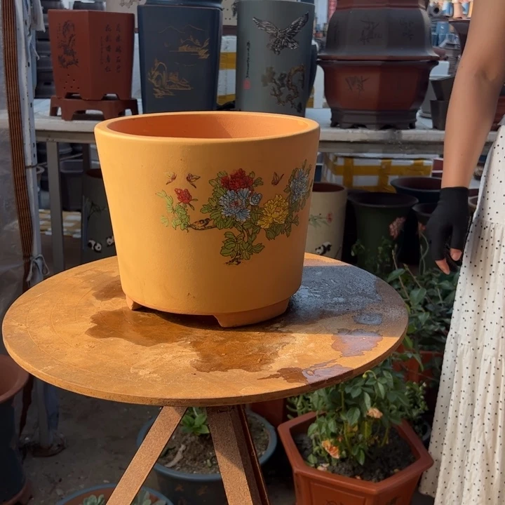 宜兴紫砂花开富贵特大号