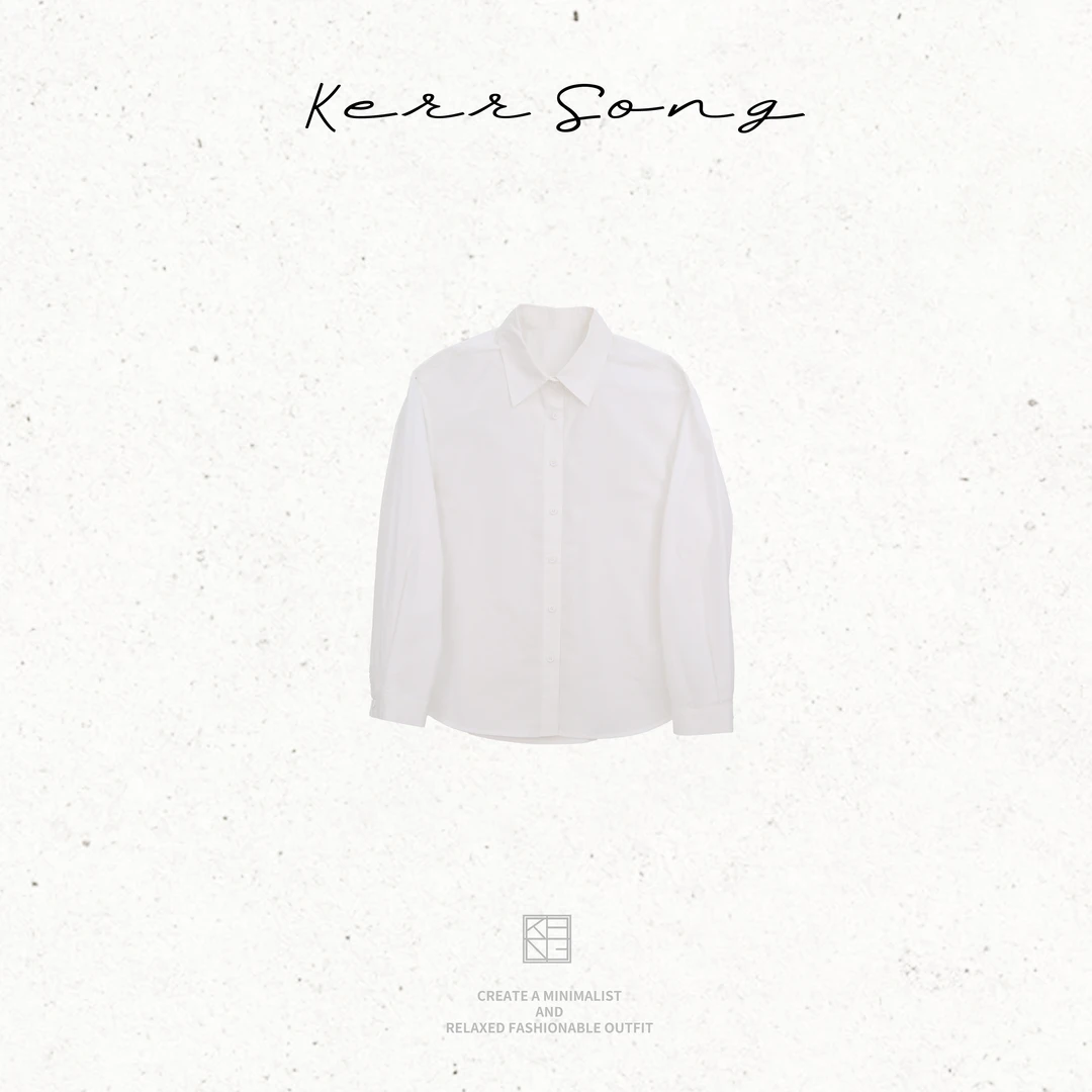 KERR SONG 2025早秋新款长袖衬衫简约纯色翻领百搭时尚-02210