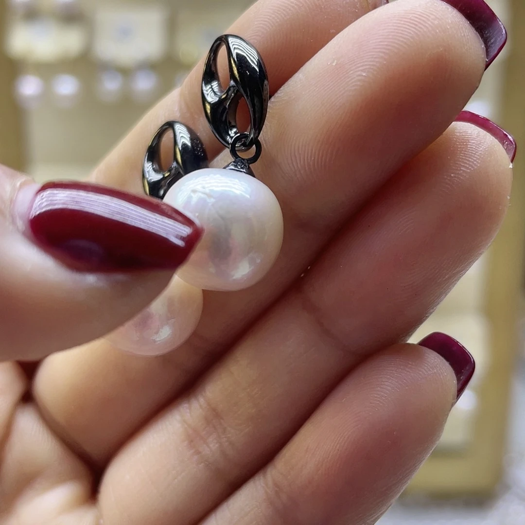 淡水珍珠耳饰银S925镶嵌