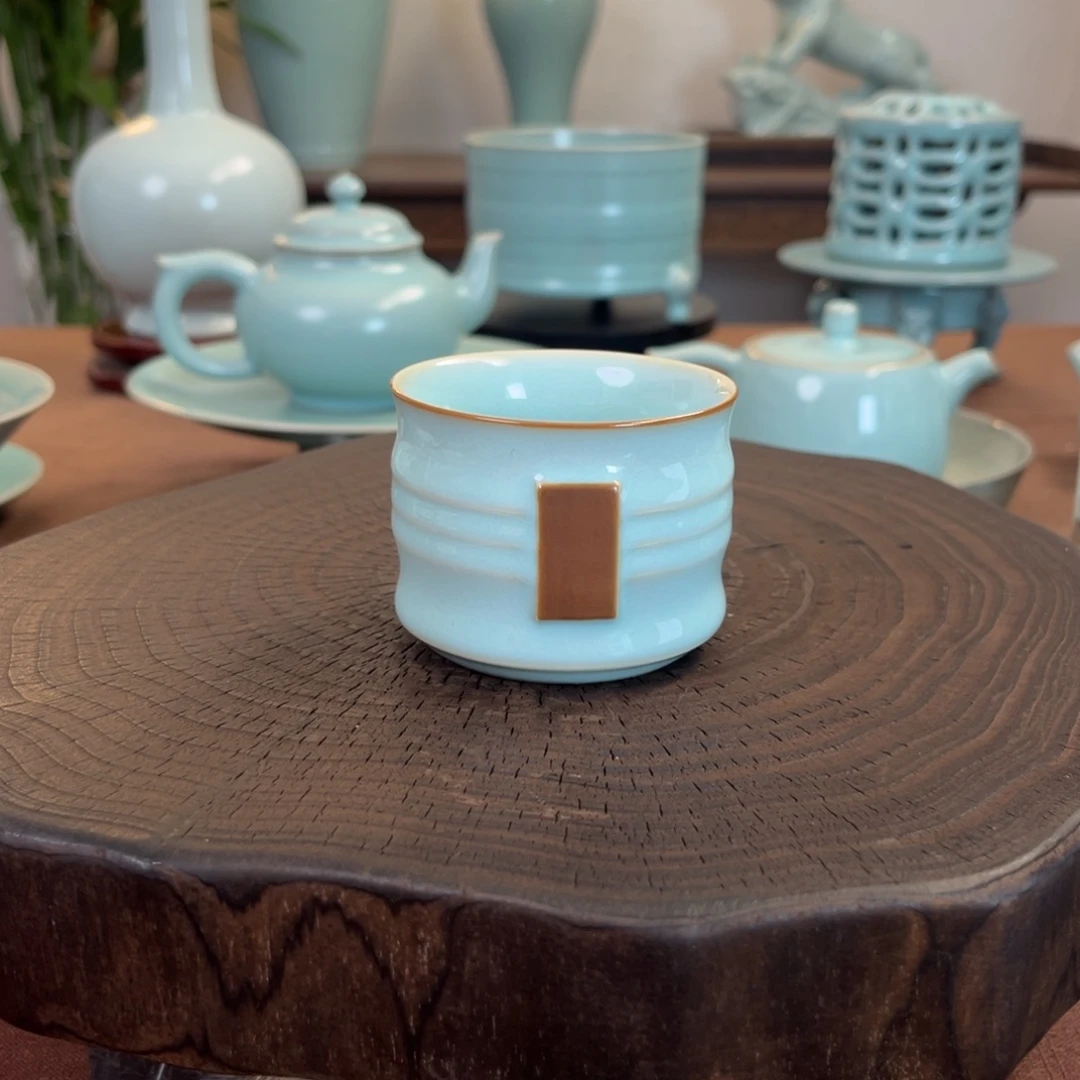 竹节杯原矿汝官窑作品