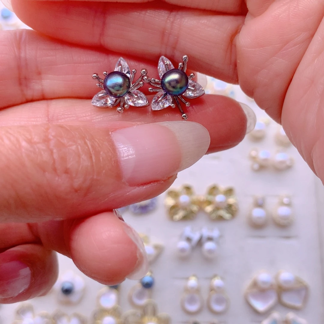 淡水珍珠耳饰合金