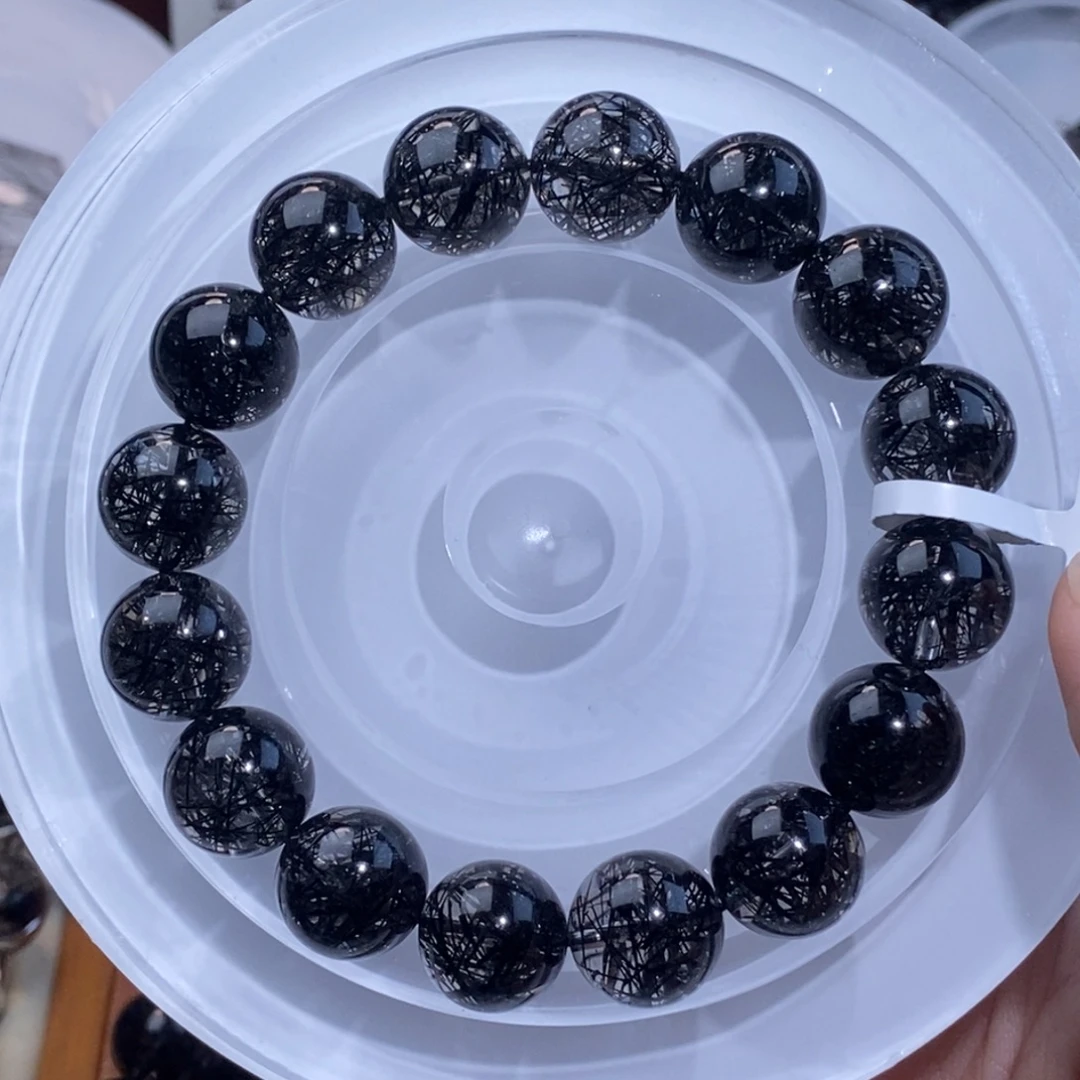 未镶嵌水晶手链13mm蕾丝黑发晶全透体