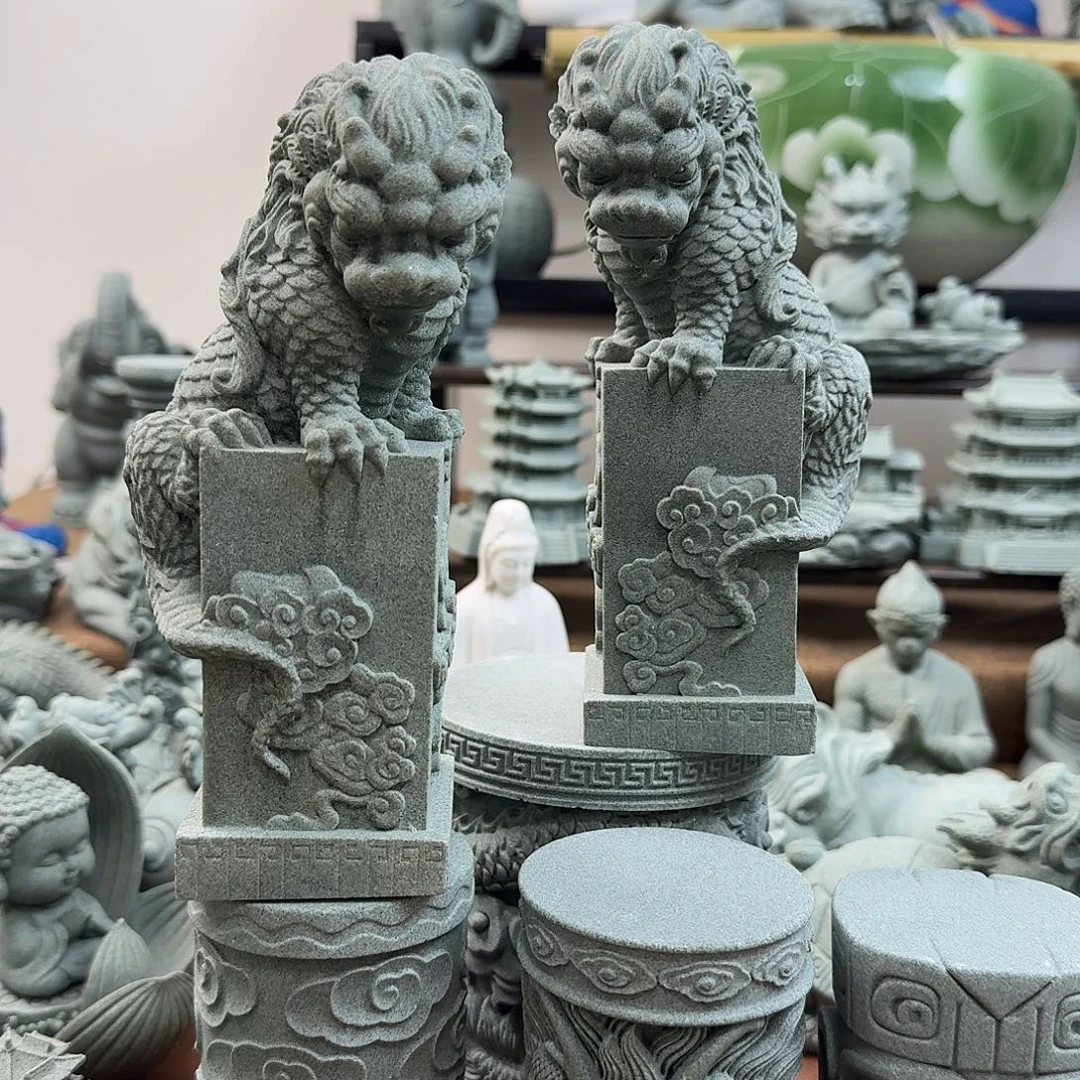 石材青砂石镇水兽立柱一对