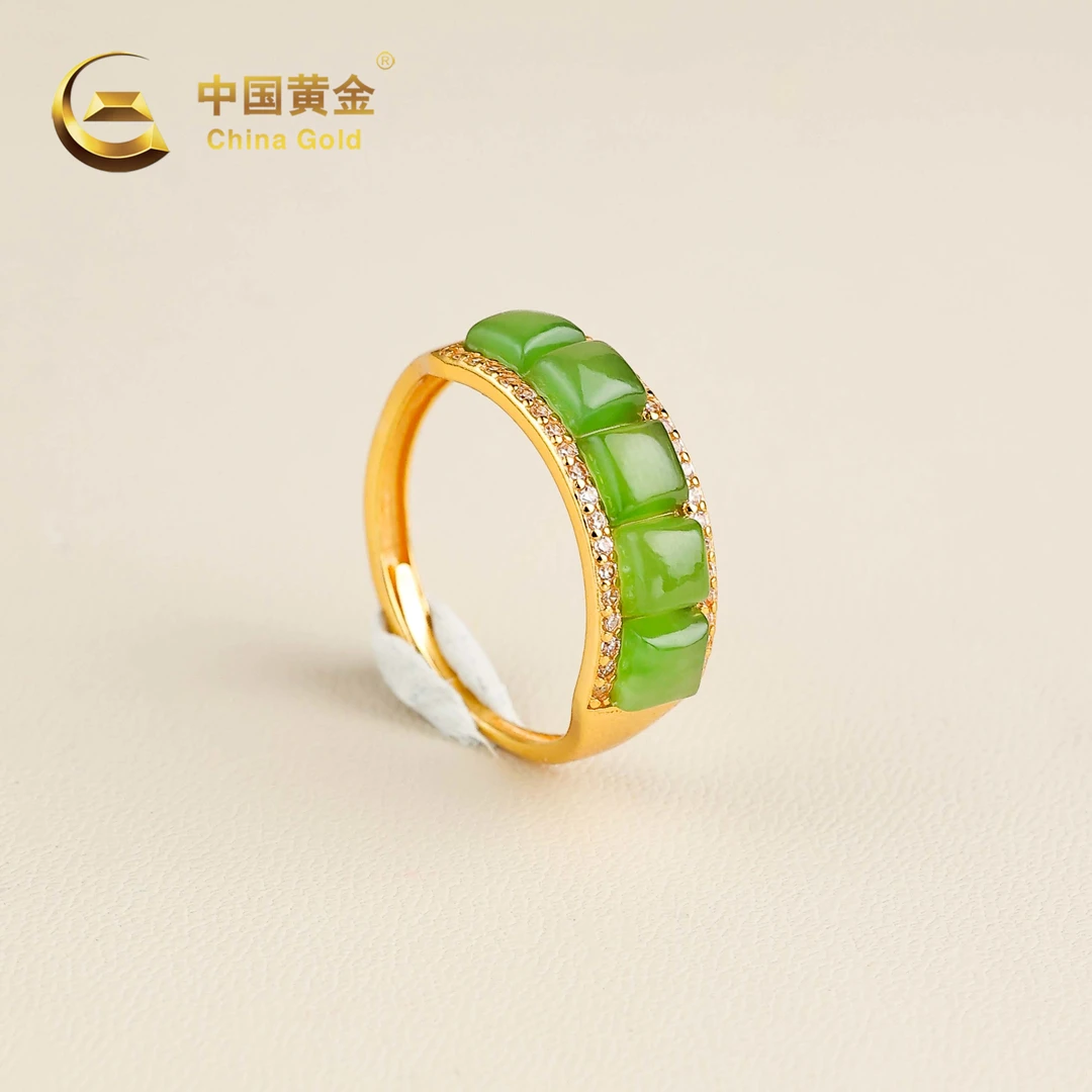 【中国黄金】青芩 | 和田玉*戒指*S925银镶嵌-J2011-臻