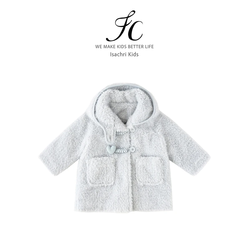 晶晶家【现发】甜心风铃保暖儿童连帽大衣秋冬女童糕糕毛外套 IS926