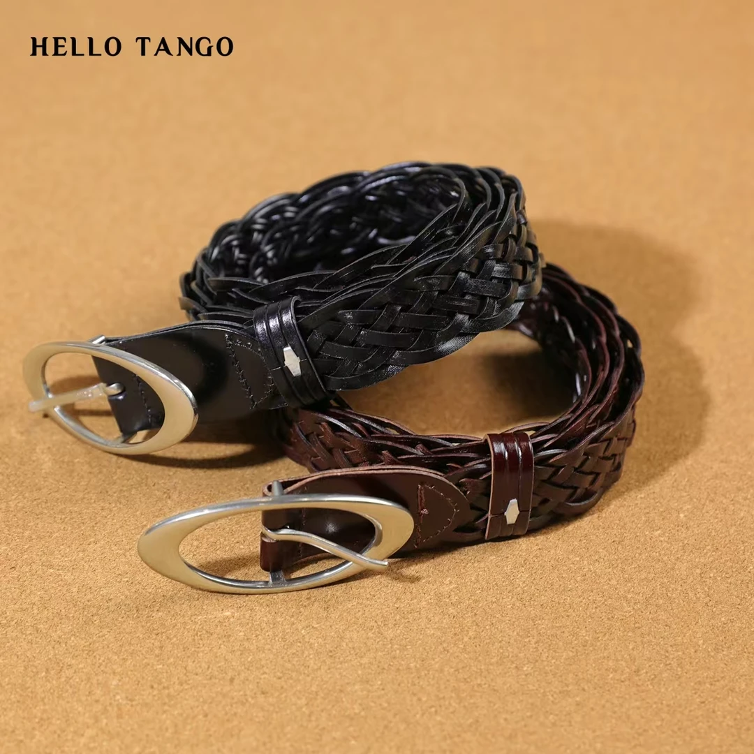HELLOTANGO潮流复古英伦风编织工装腰带
