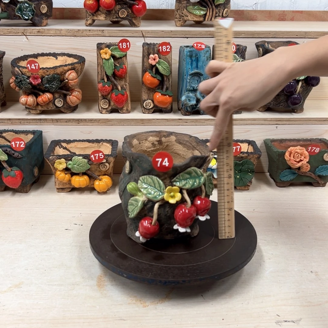 紫砂花盆 74号内口12外高14