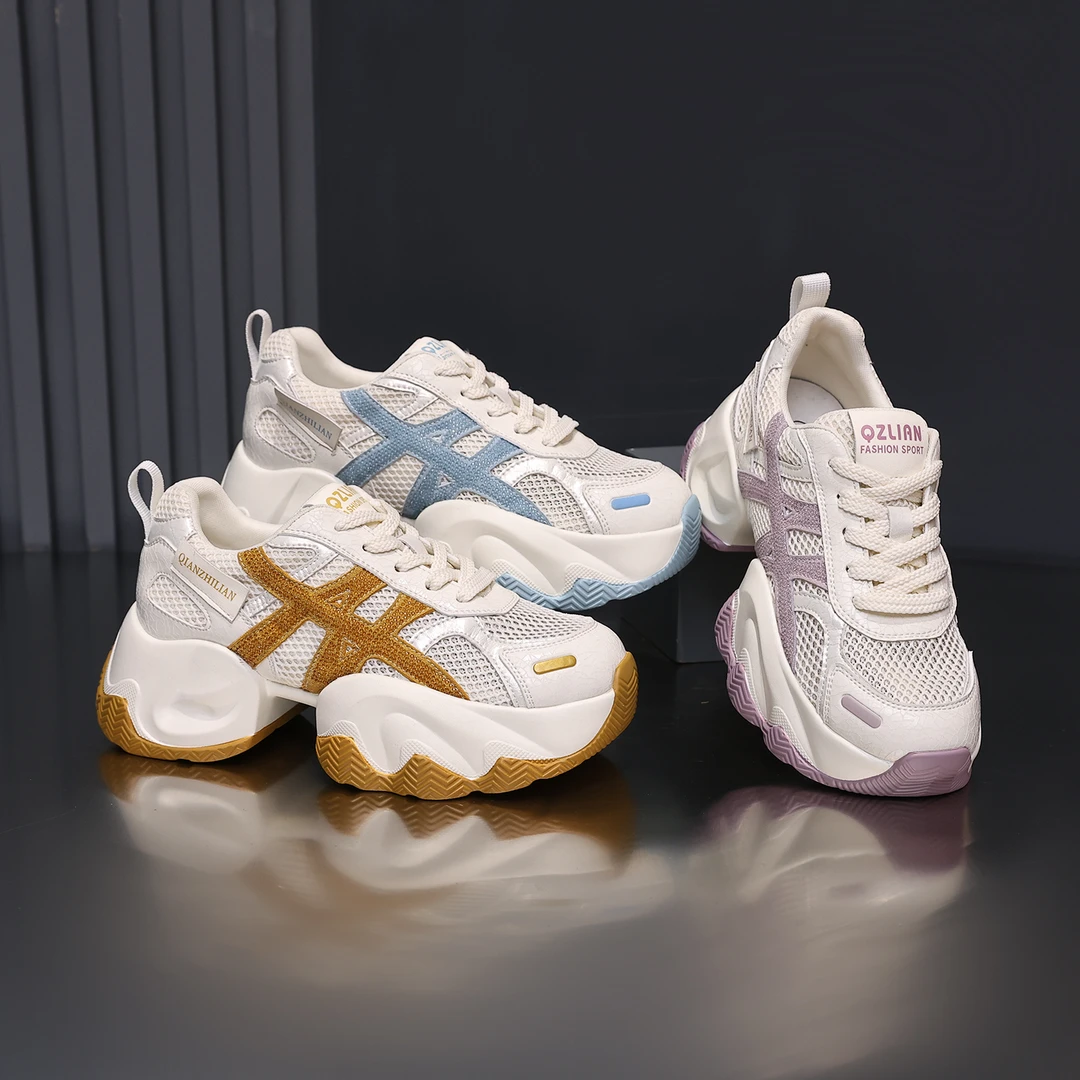 E增高6CM2025夏季新款轻奢爆款休闲风百搭透气厚底女鞋8776