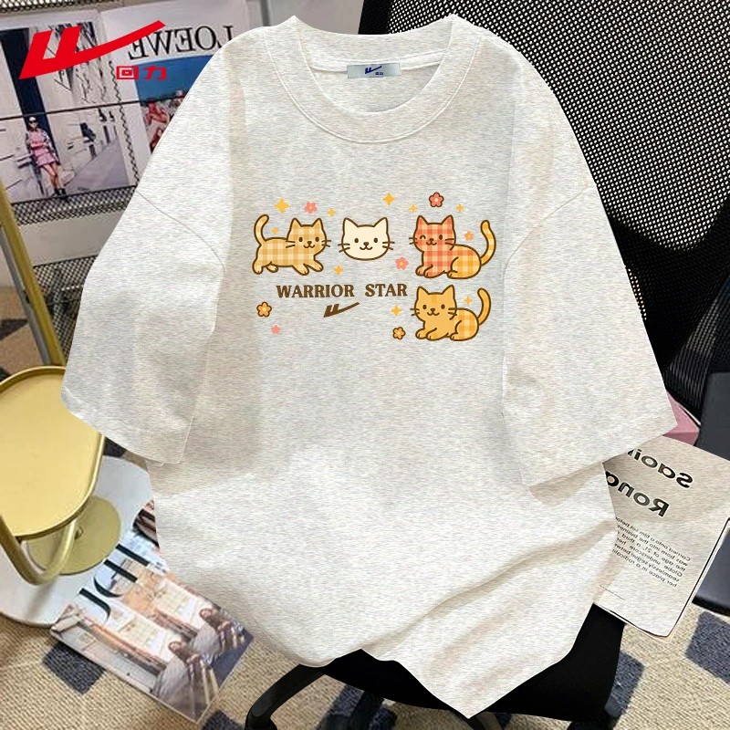 回力夏季新款夏装纯棉短袖T恤男女情侣装小众设计百搭宽松运动服