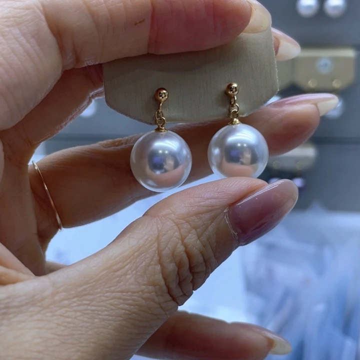 淡水珍珠银S925镶嵌耳饰