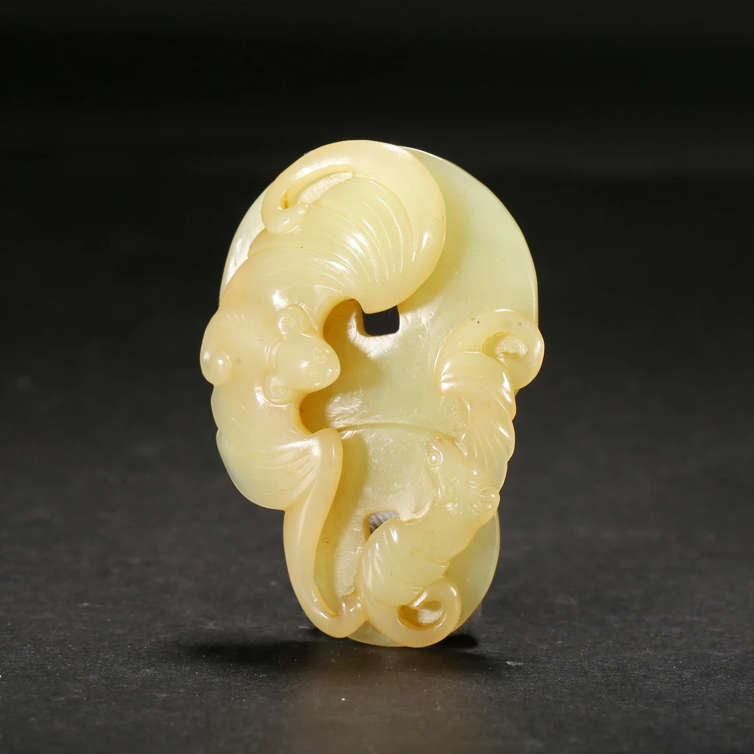 清代*黄玉福寿纹吊坠/19ALJ2920/和田玉【北京文博】