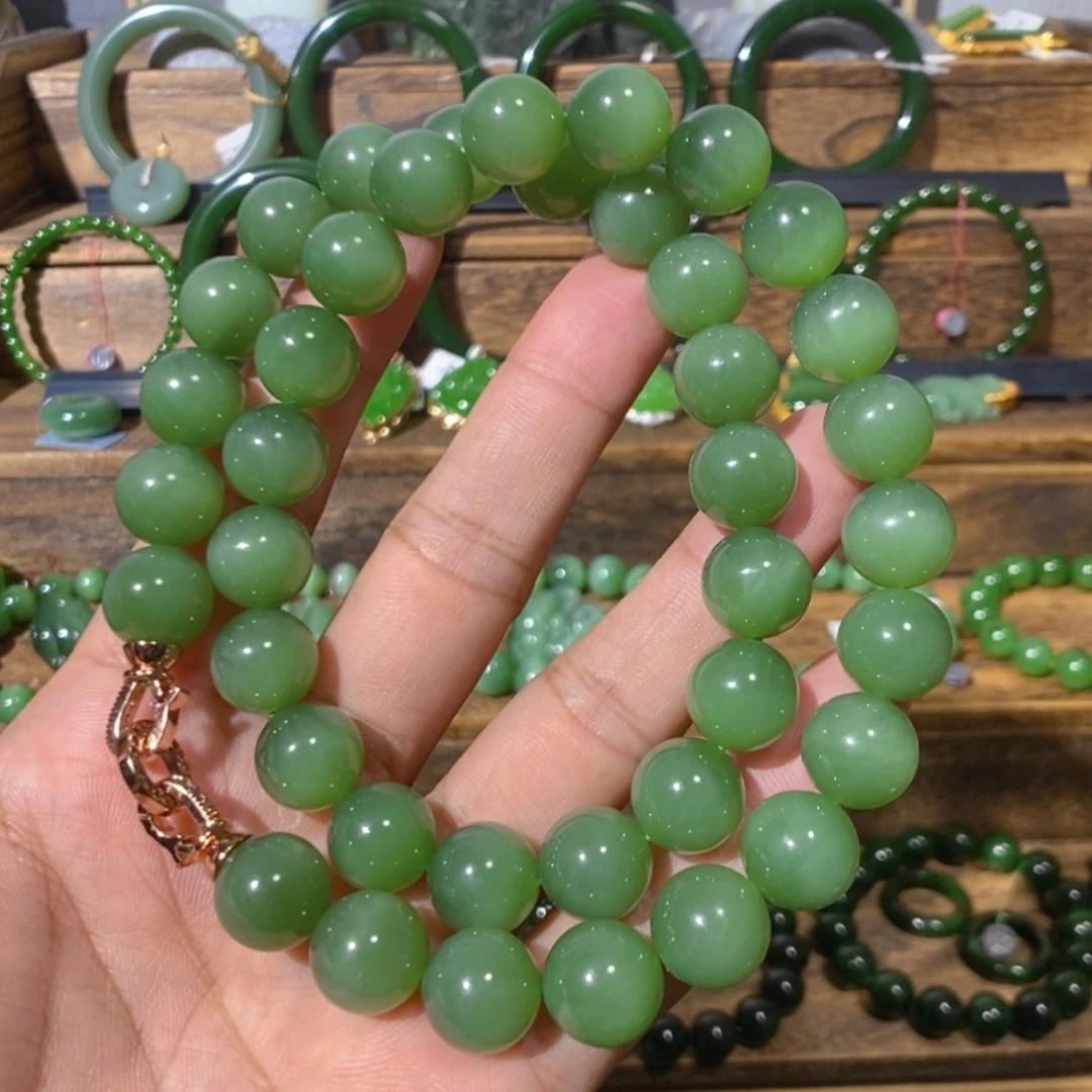 【闪购商品】吊坠(不含链)未镶嵌和田玉俄料粉青猫眼妈妈链 12