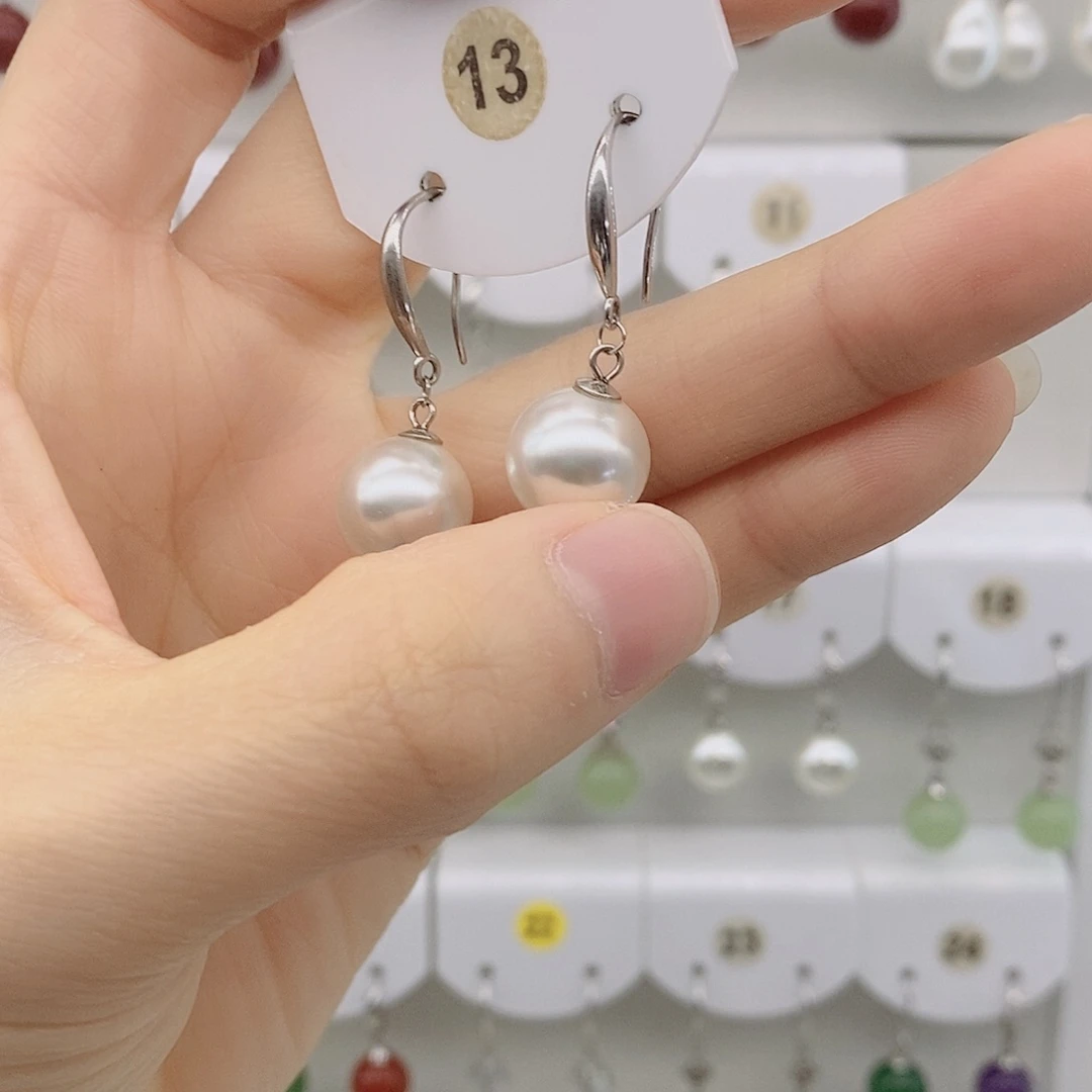 非金属925银足银12毫米白贝珠