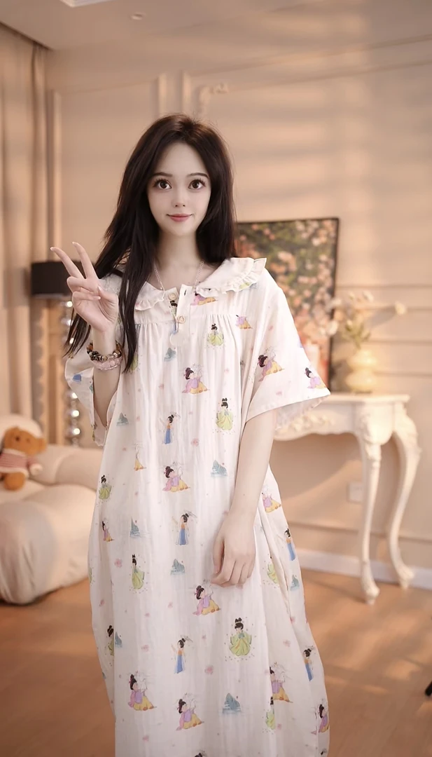【测款23】睡衣女棉裙子宽松甜美大码时尚休闲睡衣QQ