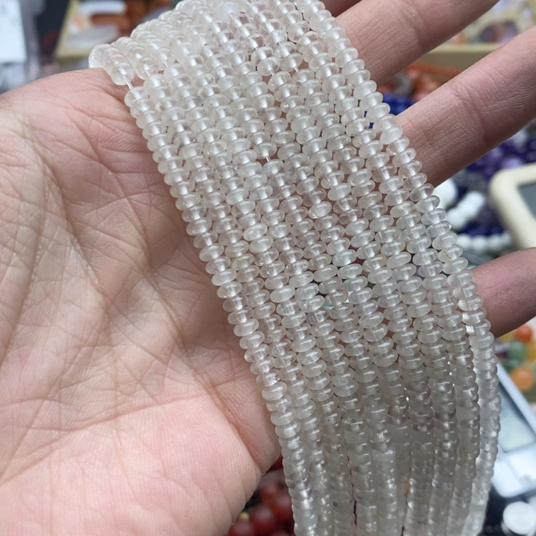 玛瑙/玉髓未镶嵌珠宝半成品一条天然4mm白水晶算盘珠