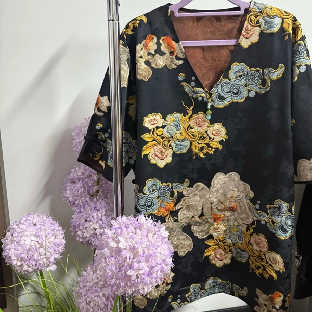 深圳6609新中式改良旗袍衫国风大衫T恤上衣