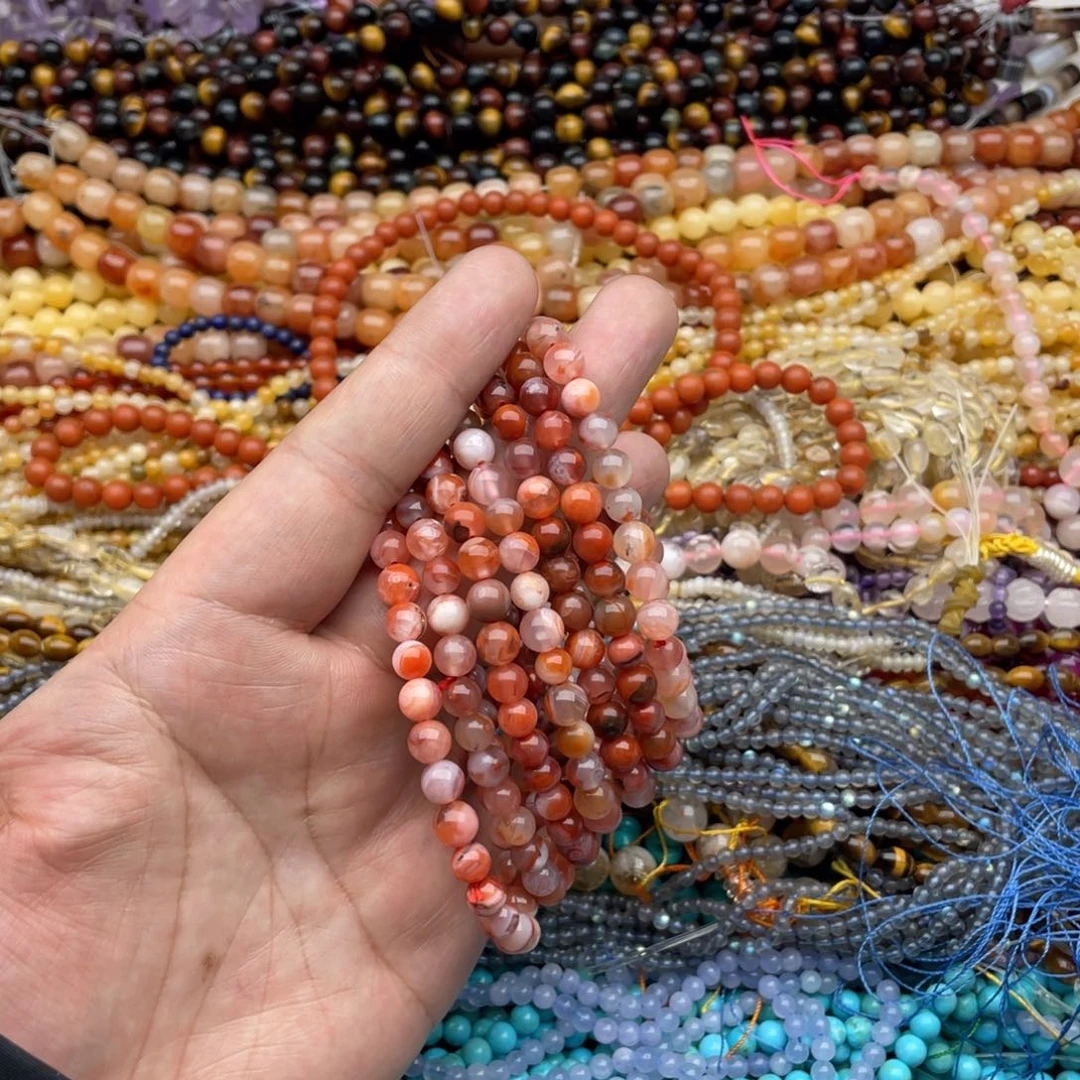 玛瑙/玉髓珠宝半成品未镶嵌一条装6mm冰飘南红手串