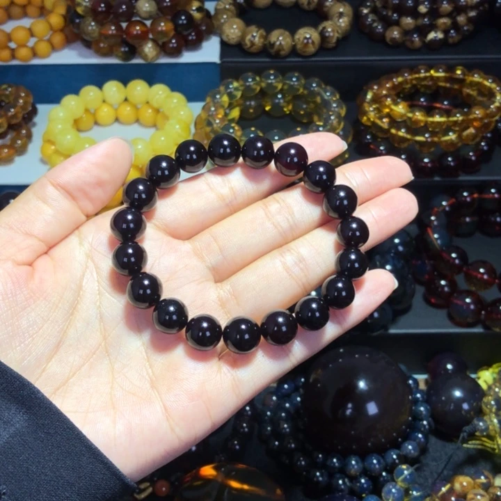 星***）琥珀未镶嵌手链老翳珀手串