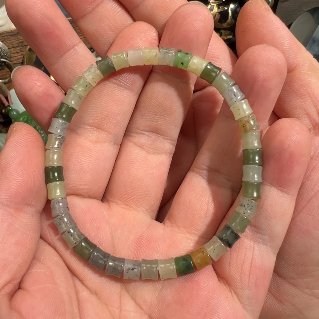和田玉未镶嵌手串新疆6mm多宝竹节手串 晚场福利