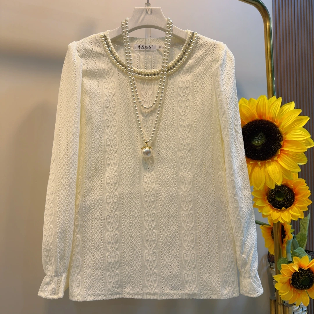 RF韩版时尚重工洋气百搭镶钻款显瘦遮肉上衣