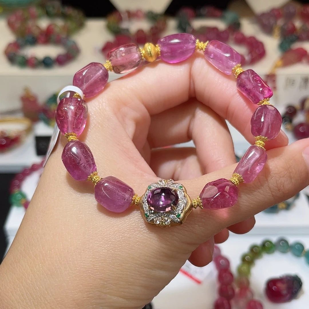 碧玺手链18K金镶嵌碧玺手链