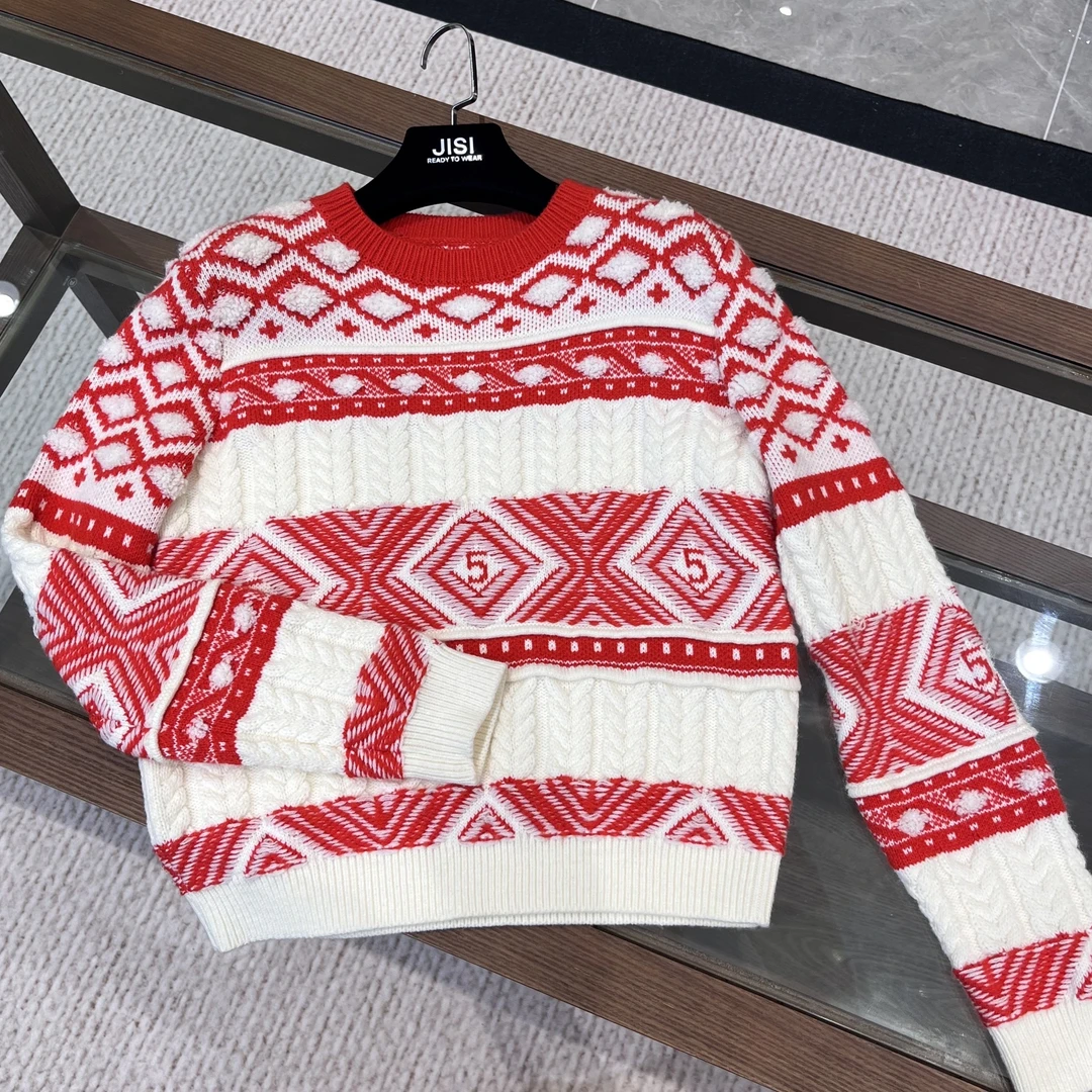 JISI 滑雪系列圣诞红套头针织衫-MZ23104