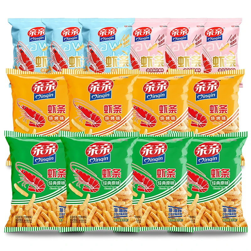 亲亲经典酥脆虾条食品办公室传统零食非油炸膨化组合