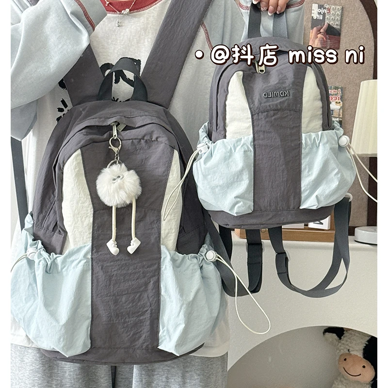 学生轻便双肩包斜挎包两用二合一书包女百搭简约多功能旅游小背包