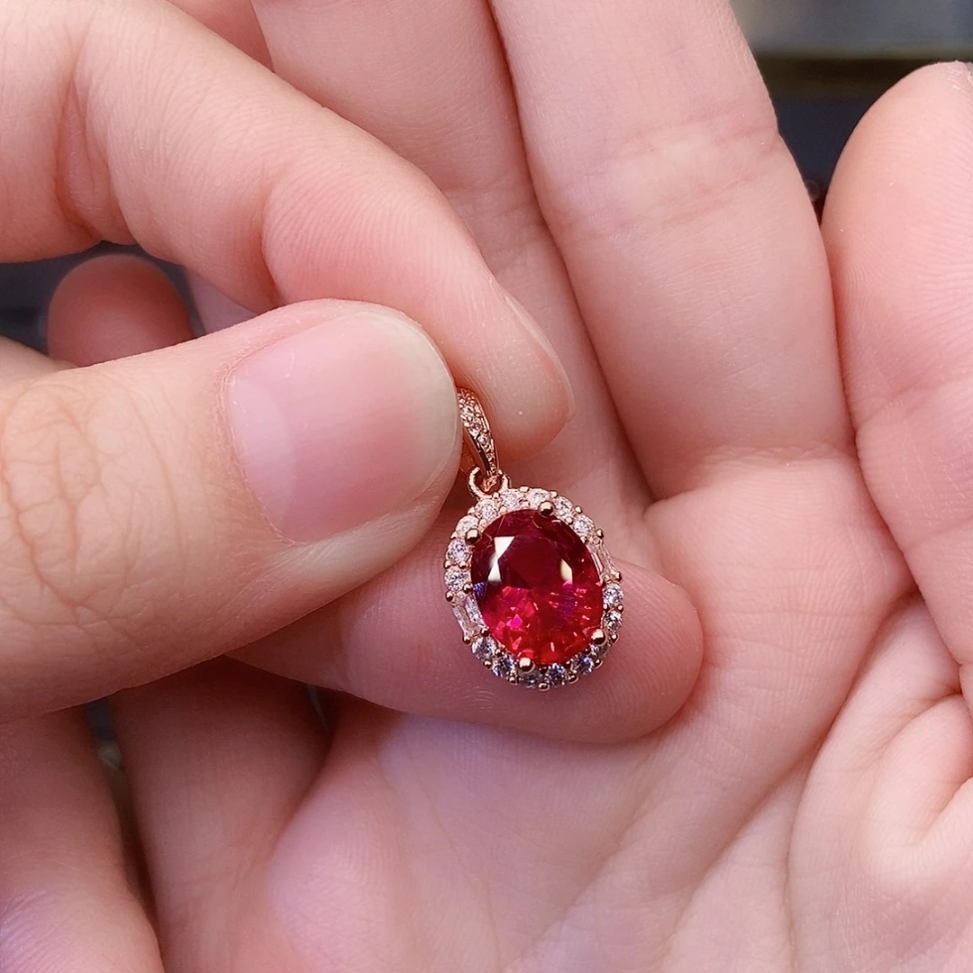 吊坠(赠链)红宝石银S925镶嵌
