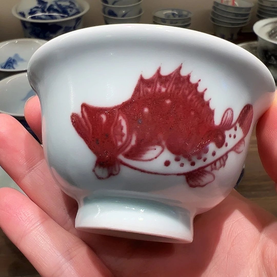 省大师亲工釉里红鳜鱼