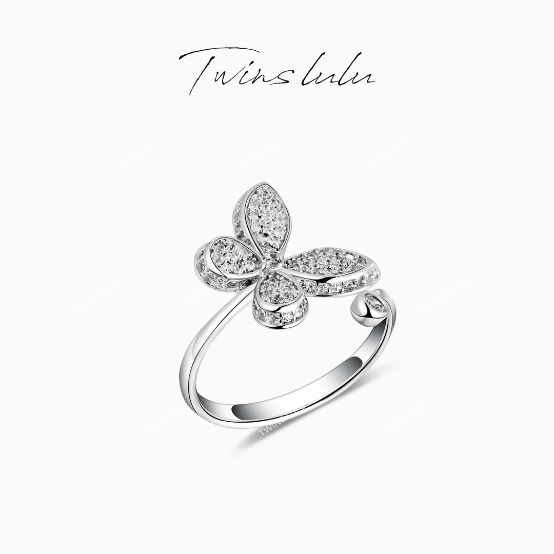 TWINS LULU 925银 镀k金 时尚小众气质感蝴蝶交错戒指TSS7675