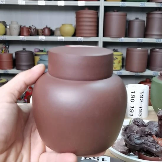 紫砂茶叶罐三两装素面老紫泥