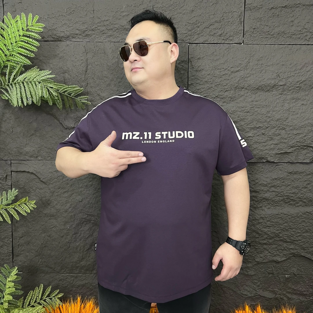 春季半袖大码男士拼色时短袖加大胖哥t恤71261