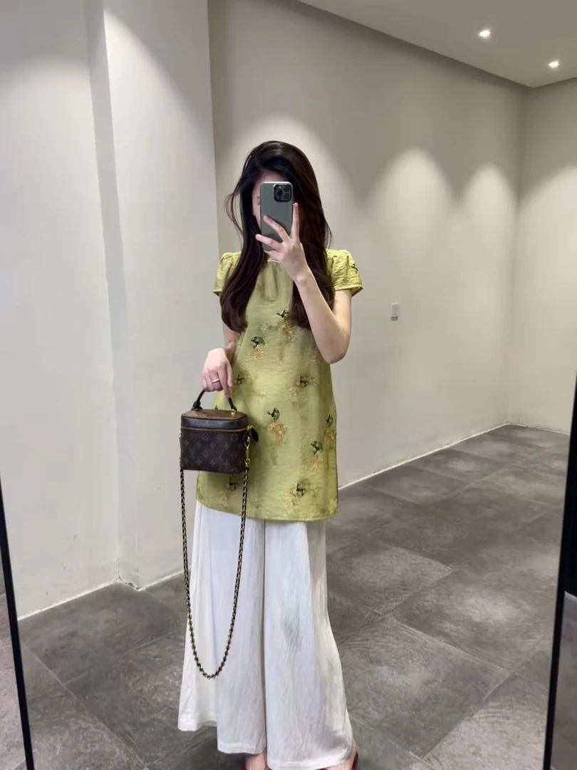 设计师款夏季透气国风两件套套装