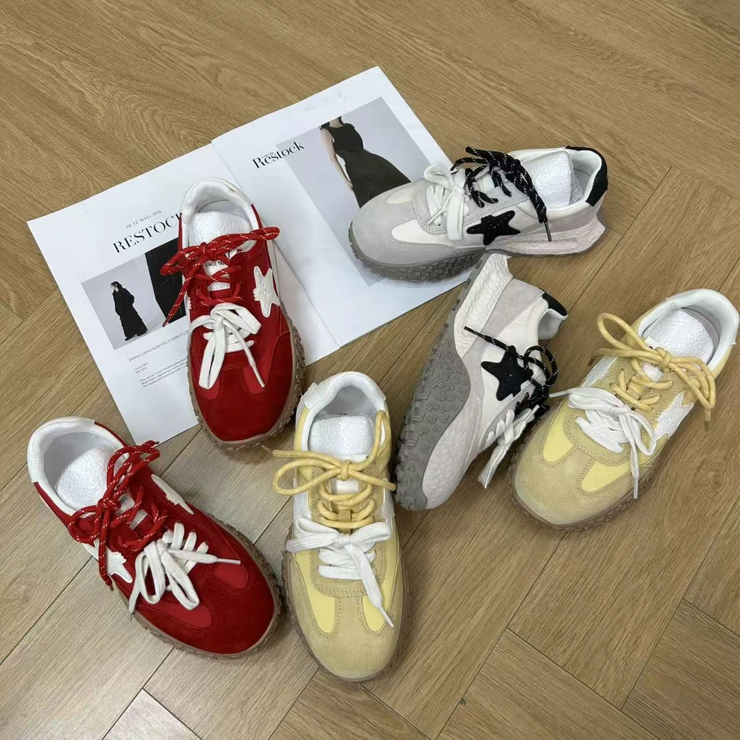 3-4cm秋季爆款休闲百搭 真皮 增高厚底德训鞋H9826（脚肥脚宽拍大）
