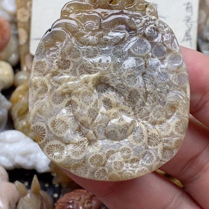 颈饰未镶嵌硅化珊瑚（珊瑚玉）有瑕