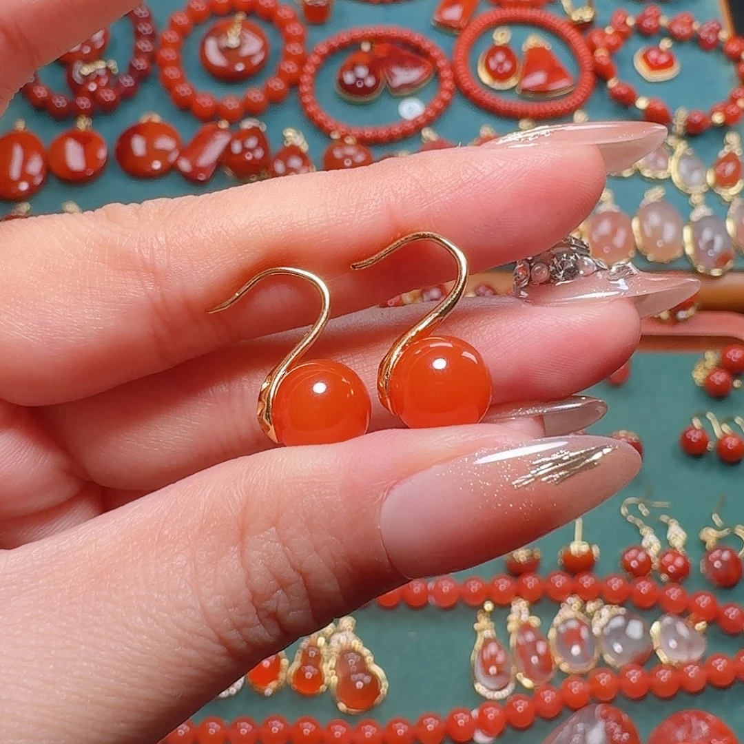 南红玛瑙银S925镶嵌9+