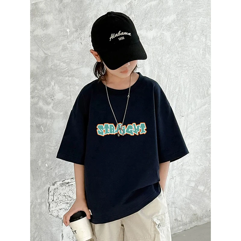 新款学生山海经系列上衣夏季T恤圆领A类印花短袖男童卡通风中大童