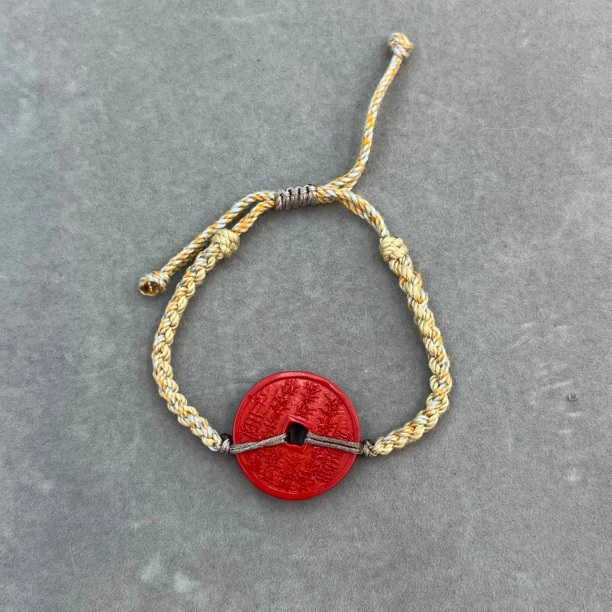 含辰砂工艺品YJ048编织绳山鬼花钱手绳可调节手串