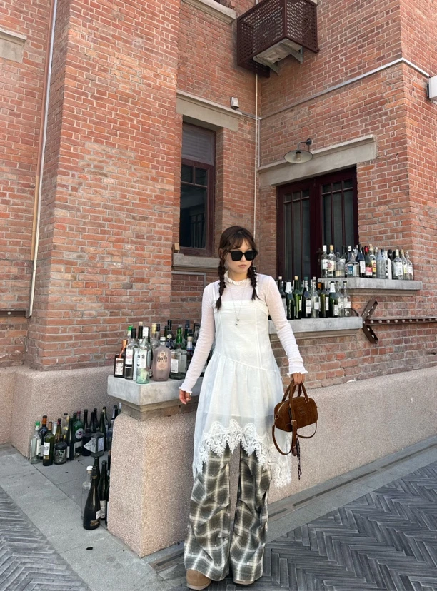 XIHaoKao早春 不规则蕾丝 吊带裙