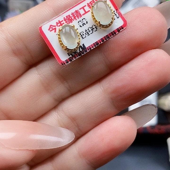 翡翠银S925镶嵌耳饰