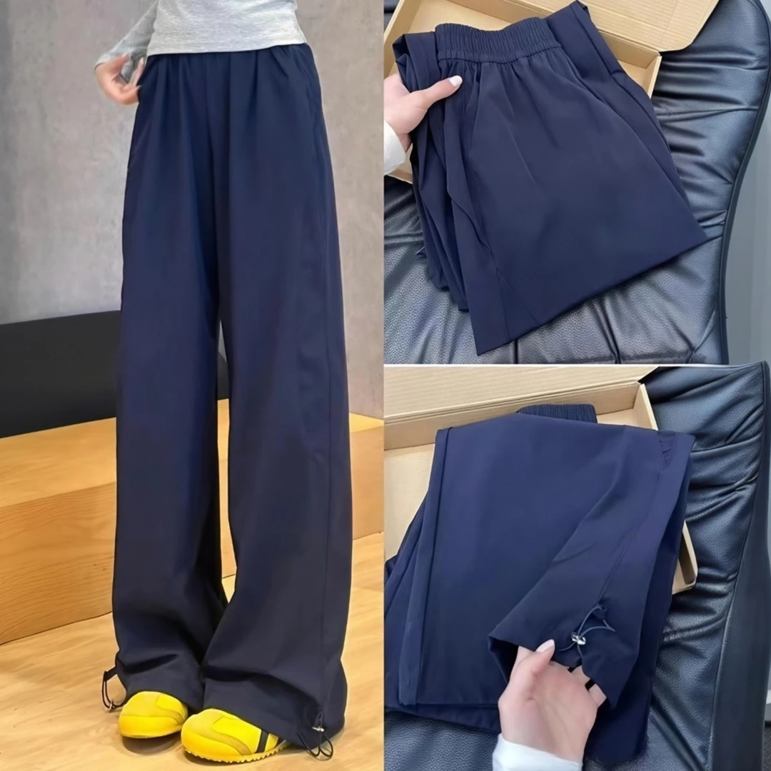 美式复古工装裤女春夏季高腰宽松百搭阔腿裤小个子垂感显瘦直筒裤