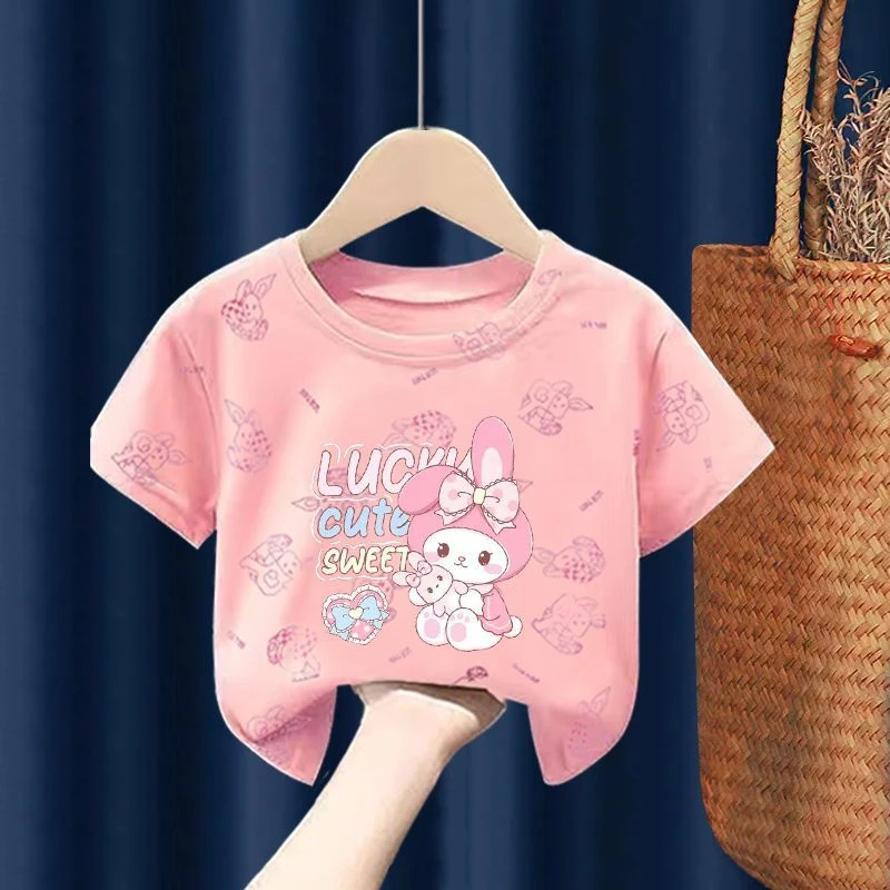 【店铺热销】纯棉短袖T恤夏季新款美乐蒂图案中大儿童宝宝休闲上衣