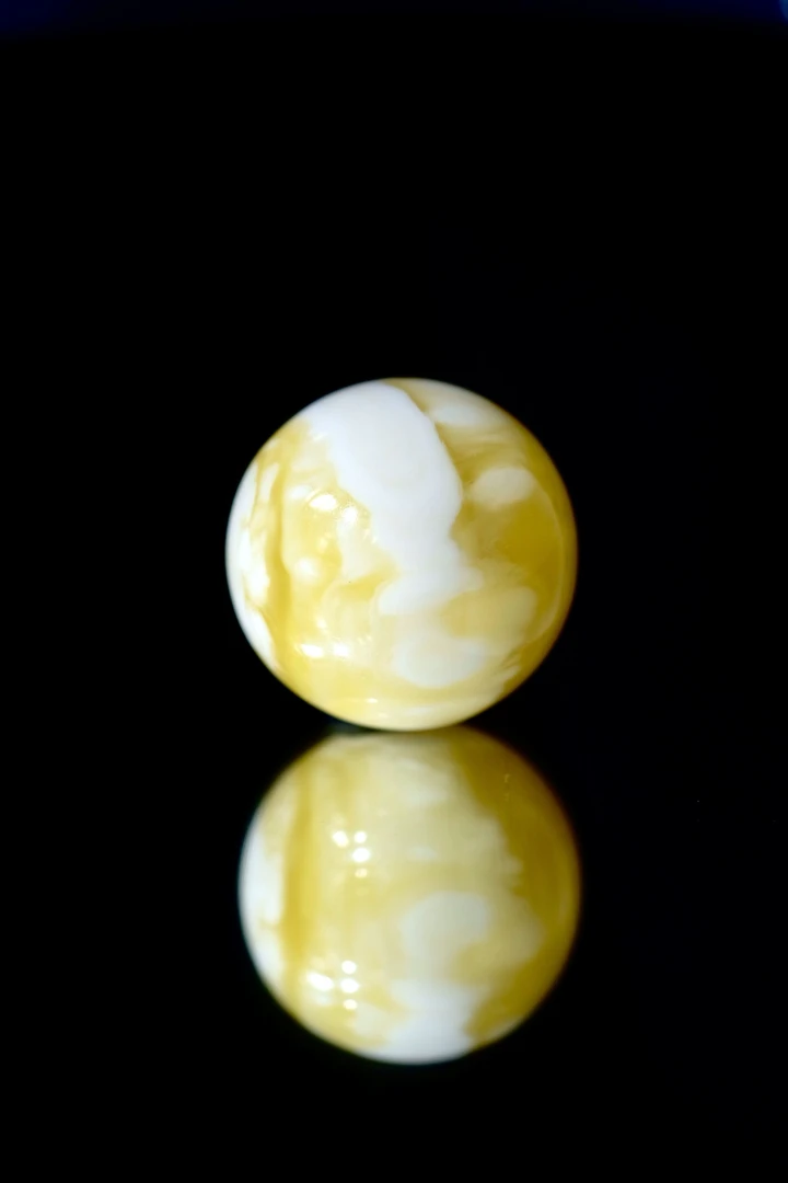 16.4mm金瓷白妖花溶洞蜜蜡圆珠 天然琥珀 珠宝文玩配饰