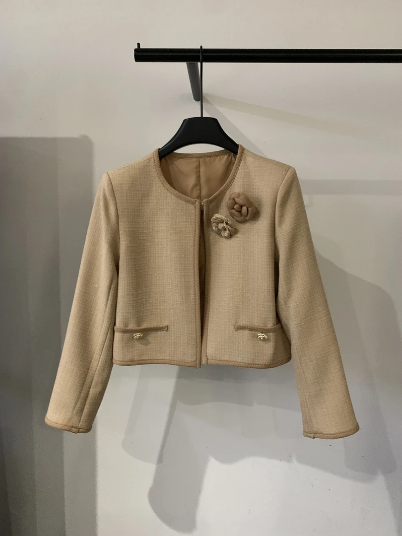 【昔日玫瑰】25秋冬咖色小香风外套女气质显瘦休闲秋冬短外套