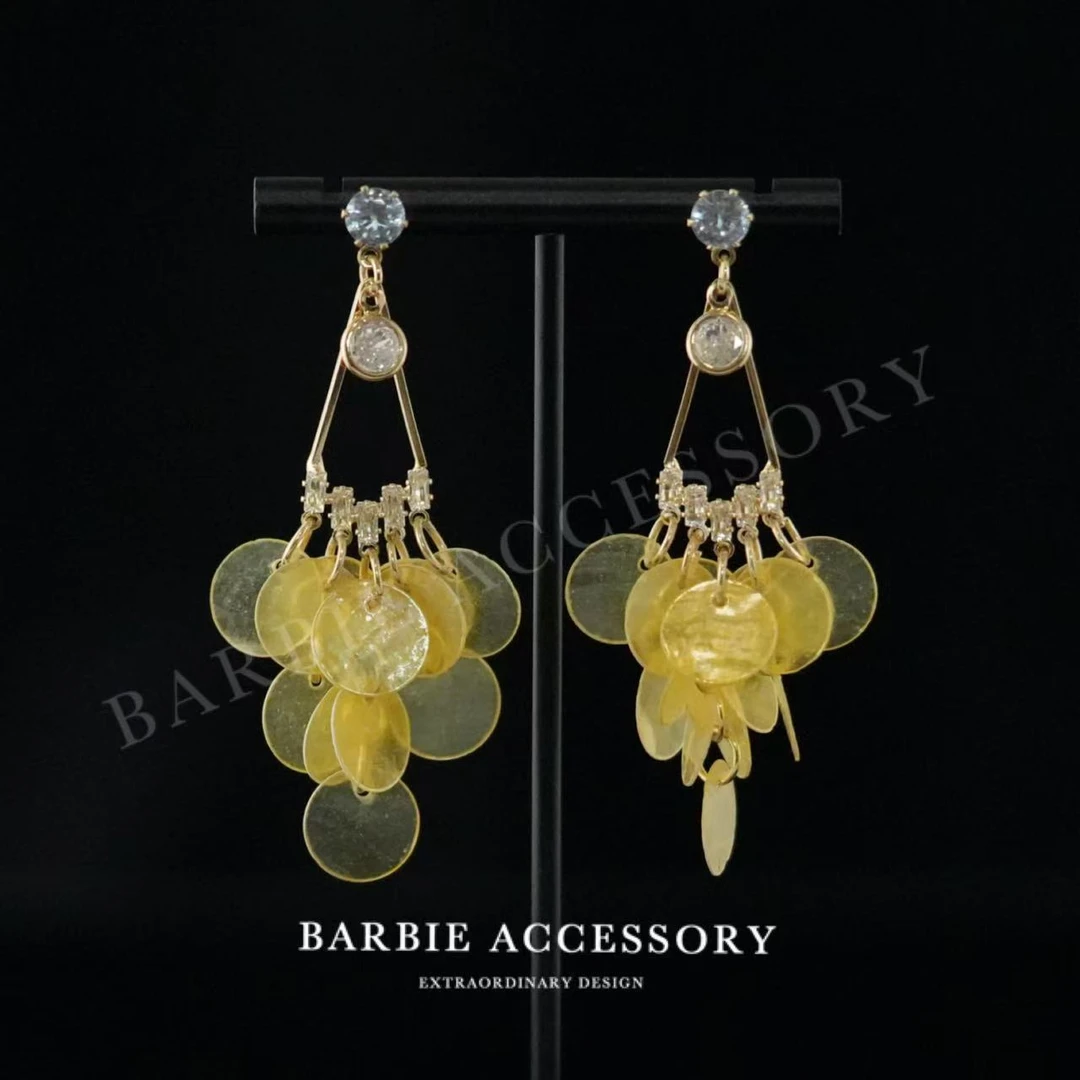 铜合金合成锆石耳饰 【行闪星片】时尚轻奢设计款高级绝美耳环