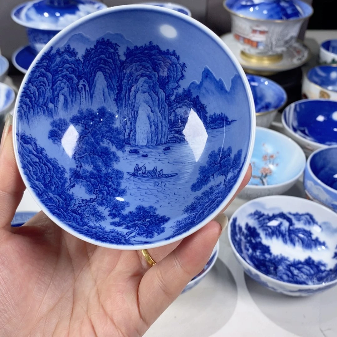 杯青花山水主人杯杯